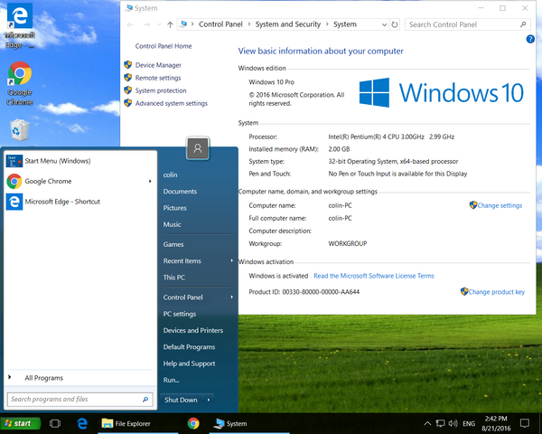 Windows 10 looking like Windows XP to avoid confusing the customer