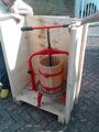 The apple press till doesn't fit, but the crate tarpaulined is very dry inside.